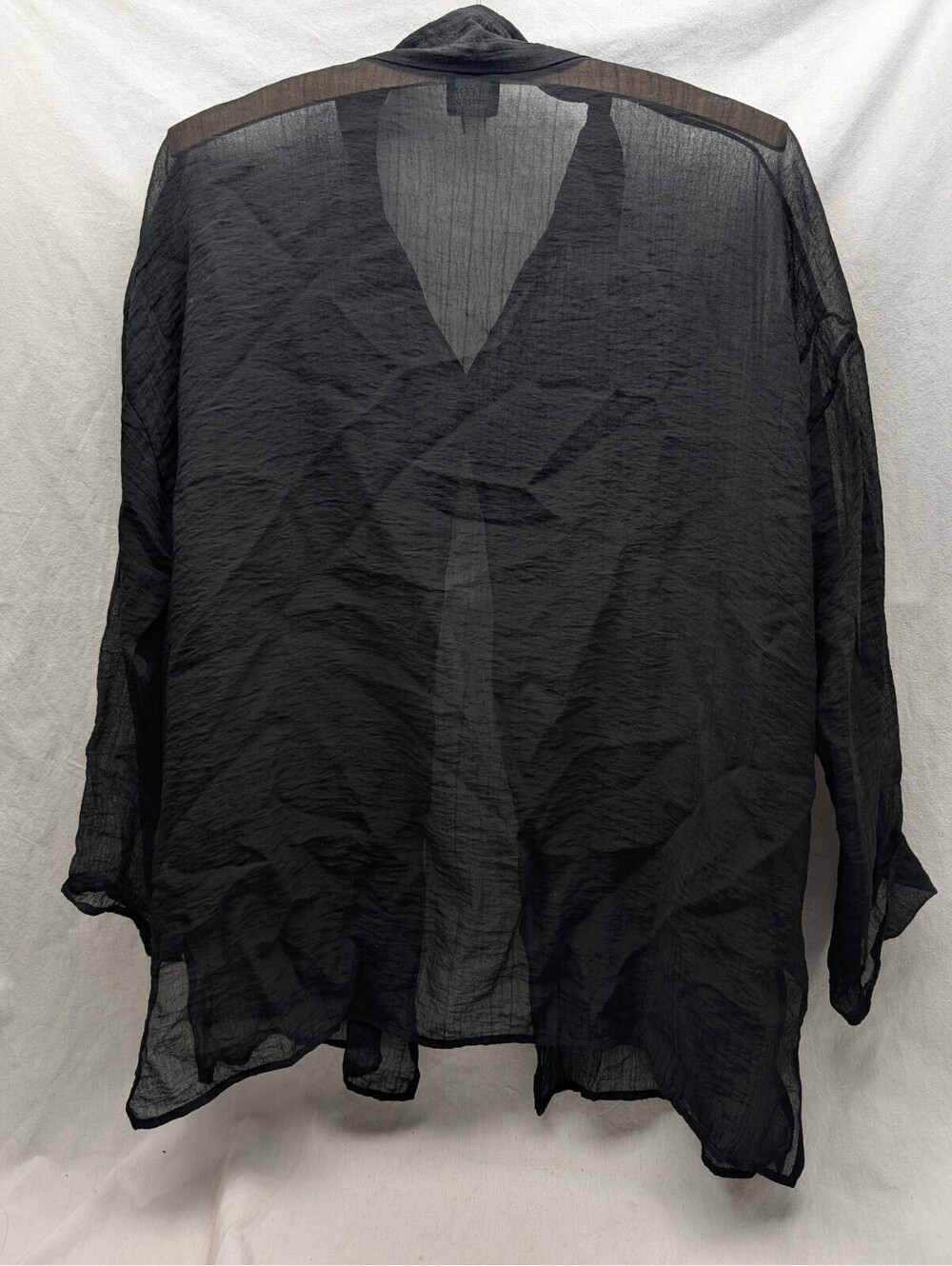 Eileen Fisher Black Button-Up see through shirt Tunic Size medium - Picture 2 of 6